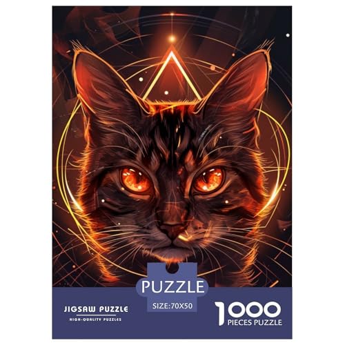 Katze 1000 Teile Herausforderndes Puzzle Impossible Spiel Farbenfrohes Für Erwachsene Und Kinder 70x50cm/1000pcs von BZZOLASP