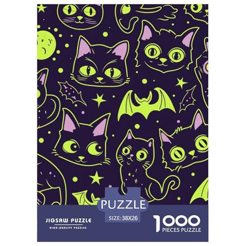 Katze 1000 Teile Jigsaw Puzzles Farbenfrohes Farbenfrohes Für Erwachsene Und Kinder 38x26cm/1000pcs von BZZOLASP