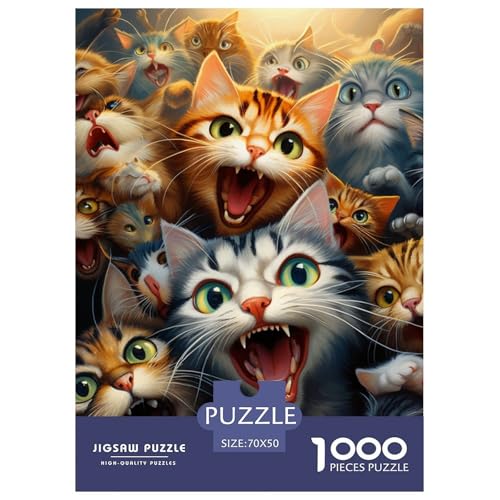 Katze 1000 Teile Jigsaw Puzzles Impossible Spiel Farbenfrohes Für Erwachsene Und Kinder 70x50cm/1000pcs von BZZOLASP