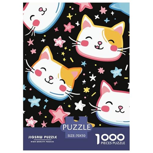 Katze 1000 Teile Jigsaw Puzzles Impossible Spiel Farbenfrohes Für Erwachsene Und Kinder 70x50cm/1000pcs von BZZOLASP