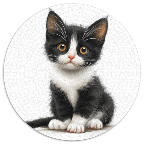 Katze 1000 Teile Kreisförmiges Puzzle Farbenfrohes Für Erwachsene Und Kinder 1000pcs (67.5x67.5cm) von BZZOLASP