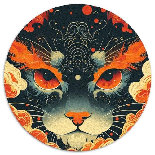 Katze 1000 Teile Kreisförmiges Puzzle Impossible Spiel Clever Rätsel Für Erwachsene Und Kinder 1000pcs (67.5x67.5cm) von BZZOLASP