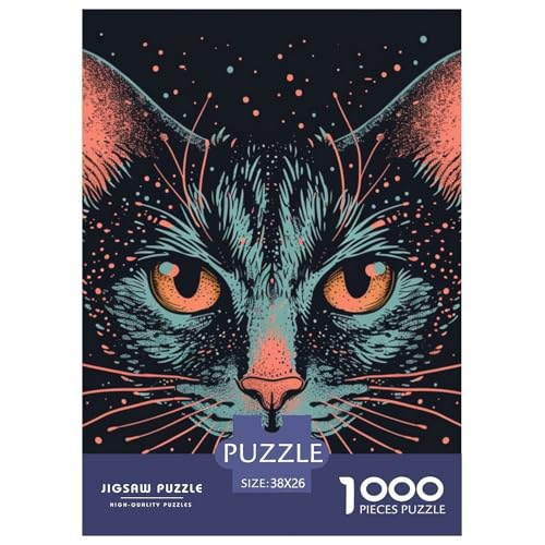 Katze 1000 Teile Papiernes Puzzle Clever Rätsel Farbenfrohes Für Erwachsene Und Kinder 38x26cm/1000pcs von BZZOLASP