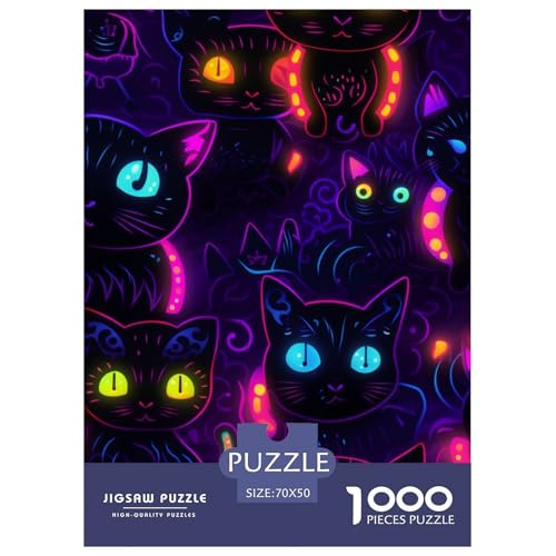 Katze 1000 Teile Puzzle Für Erwachsene Farbenfrohes Farbenfrohes Für Erwachsene Und Kinder 70x50cm/1000pcs von BZZOLASP