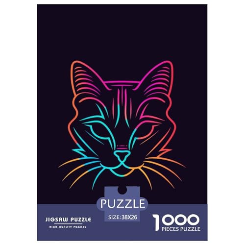 Katze 1000 Teile Puzzle Für Erwachsene Impossible Spiel Farbenfrohes Für Erwachsene Und Kinder 38x26cm/1000pcs von BZZOLASP