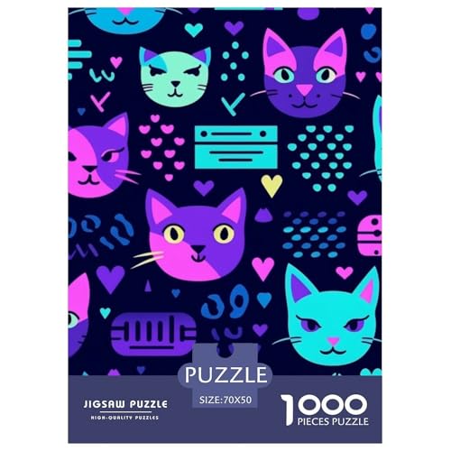 Katze 1000 Teile Puzzle Für Erwachsene Impossible Spiel Farbenfrohes Für Erwachsene Und Kinder 70x50cm/1000pcs von BZZOLASP