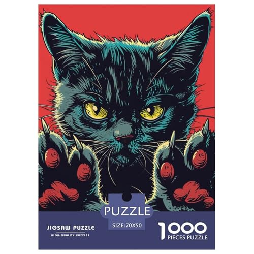 Katze 1000 Teile Puzzle Für Erwachsene Impossible Spiel Farbenfrohes Für Erwachsene Und Kinder 70x50cm/1000pcs von BZZOLASP