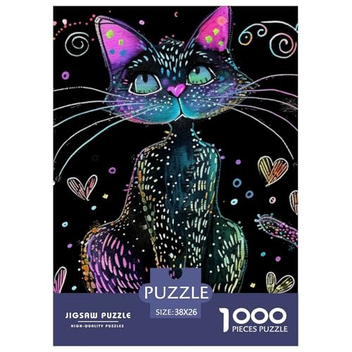 Katze 1000 Teile Puzzles-Geschenk Impossible Spiel Farbenfrohes Für Erwachsene Und Kinder 38x26cm/1000pcs von BZZOLASP