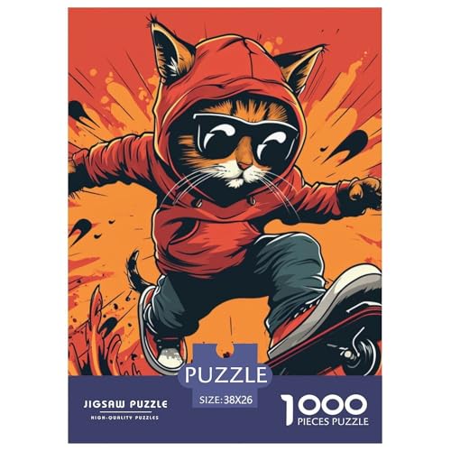 Katze 1000 Teile Puzzles-Geschenk Impossible Spiel Farbenfrohes Für Erwachsene Und Kinder 38x26cm/1000pcs von BZZOLASP