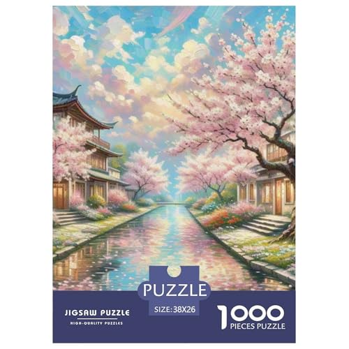 Kirschblüte 1000 Teile Landschaft Jigsaw Puzzles Clever Rätsel Farbenfrohes Für Erwachsene Und Kinder 38x26cm/1000pcs von BZZOLASP