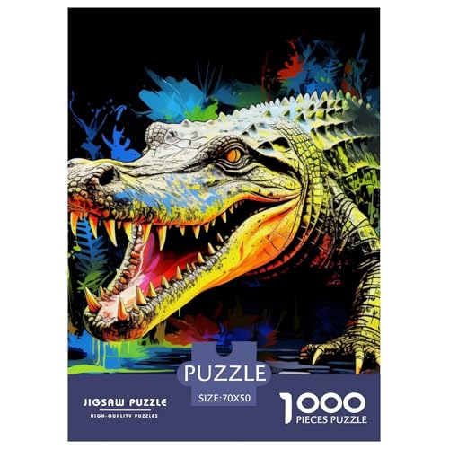 Krokodil 1000 Teile Puzzles-Geschenk Clever Rätsel Für Erwachsene Und Kinder 70x50cm/1000pcs von BZZOLASP