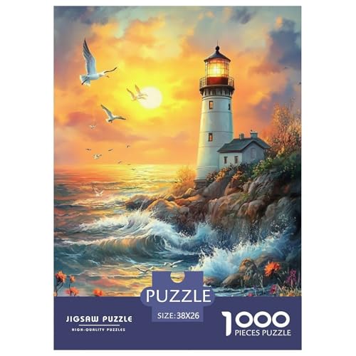 Küstenleuchtturm 1000 Teile Puzzles-Geschenk Impossible Spiel Farbenfrohes Für Erwachsene Und Kinder 38x26cm/1000pcs von BZZOLASP