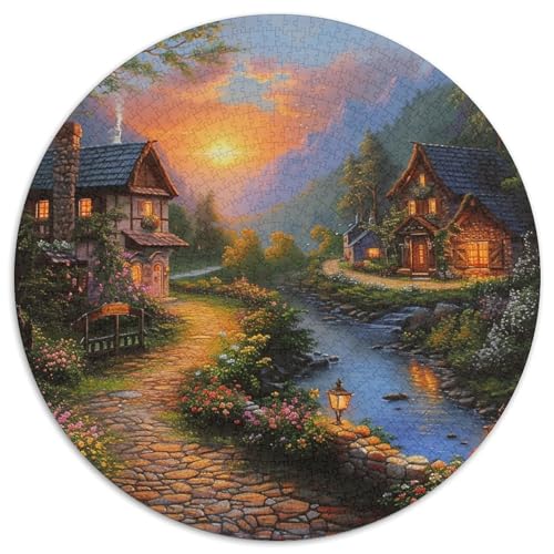 Landschaftsmalerie 1000 Teile Animation Kreisförmiges Puzzle Impossible Game Farbenfrohes Für Erwachsene Und Kinder 1000pcs (67.5x67.5cm) von BZZOLASP