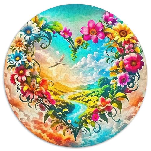 Liebe Blumen 1000 Teile Liebe Blumen Kreisförmiges Puzzle Clever Rätsel Farbenfrohes Für Erwachsene Und Kinder 1000pcs (67.5x67.5cm) von BZZOLASP