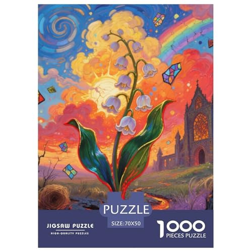 Lilie of The Valley 1000 Teile Blumen Challenge Puzzle Clever Rätsel Clever Rätsel Für Erwachsene Und Kinder 70x50cm/1000pcs von BZZOLASP