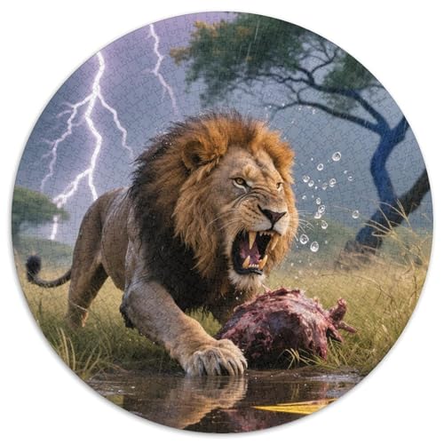 Löwen 1000 Teile Kreisförmiges Puzzle Impossible Spiel Farbenfrohes Für Erwachsene Und Kinder 1000pcs (67.5x67.5cm) von BZZOLASP