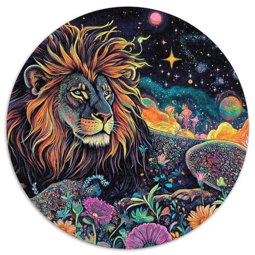 Löwen 1000 Teile Wildtiere Kreisförmiges Puzzle Farbenfrohes Für Erwachsene Und Kinder 1000pcs (67.5x67.5cm) von BZZOLASP