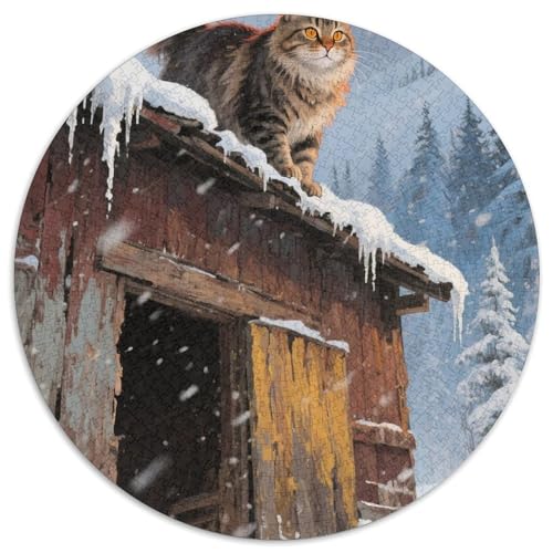 Maine Coon 1000 Teile Tier Kreisförmiges Puzzle Impossible Game Farbenfrohes Für Erwachsene Und Kinder 1000pcs (67.5x67.5cm) von BZZOLASP