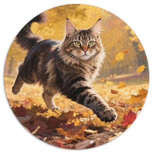 Maine Coon 1000 Teile Wildtiere Kreisförmiges Puzzle Clever Rätsel Farbenfrohes Für Erwachsene Und Kinder 1000pcs (67.5x67.5cm) von BZZOLASP