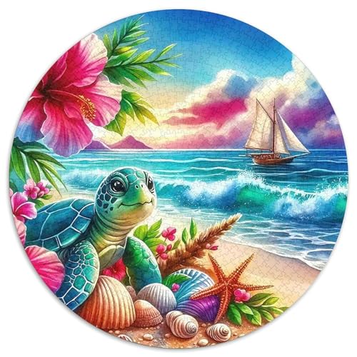 Meeresschildkröte 1000 Teile Meeresschildkröte Kreisförmiges Puzzle Farbenfrohes Für Erwachsene Und Kinder 1000pcs (67.5x67.5cm) von BZZOLASP