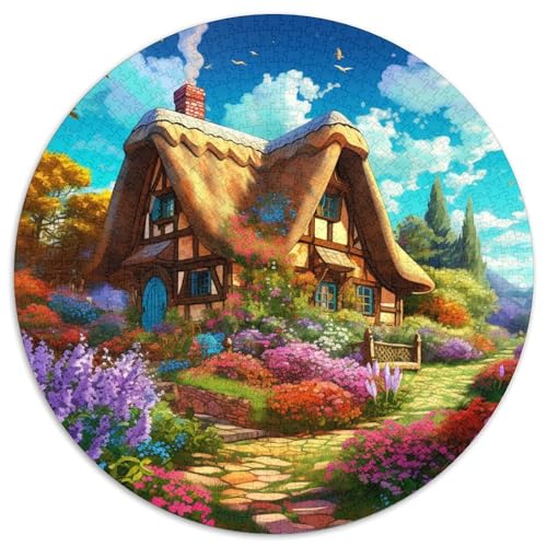 Mountain Village Ferienhaus 1000 Teile Animation Kreisförmiges Puzzle Clever Rätsel Für Erwachsene Und Kinder 1000pcs (67.5x67.5cm) von BZZOLASP