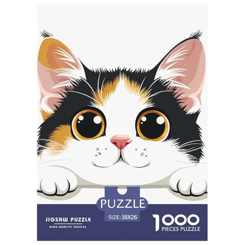 Niedliche Katze 1000 Teile Herausforderndes Puzzle Farbenfrohes Farbenfrohes Für Erwachsene Und Kinder 38x26cm/1000pcs von BZZOLASP