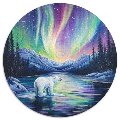 Nordlichter 1000 Teile Animation Kreisförmiges Puzzle Farbenfrohes Clever Rätsel Für Erwachsene Und Kinder 1000pcs (67.5x67.5cm) von BZZOLASP