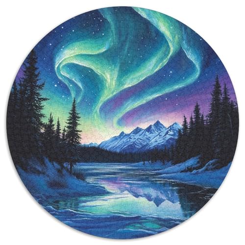 Nordlichter 1000 Teile Animation Kreisförmiges Puzzle Impossible Spiel Farbenfrohes Für Erwachsene Und Kinder 1000pcs (67.5x67.5cm) von BZZOLASP