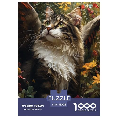 Norwegian Forest Katze 1000 Teile Animation Herausforderndes Puzzle Farbenfrohes Clever Rätsel Für Erwachsene Und Kinder 38x26cm/1000pcs von BZZOLASP