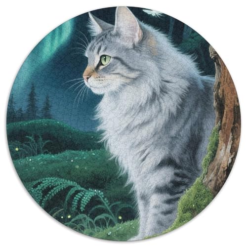 Norwegian Forest Katze 1000 Teile Tier Kreisförmiges Puzzle Clever Rätsel Farbenfrohes Für Erwachsene Und Kinder 1000pcs (67.5x67.5cm) von BZZOLASP