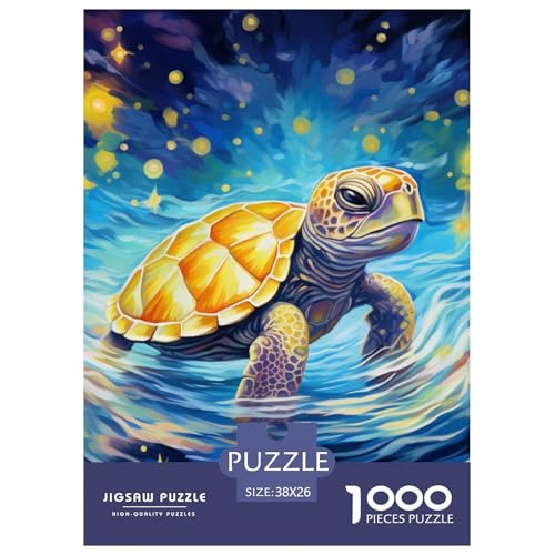 Oil Painting Schildkröte 1000 Stücke Animation Challenge Puzzle Farbenfrohes Für Erwachsene Und Kinder 38x26cm/1000pcs von BZZOLASP