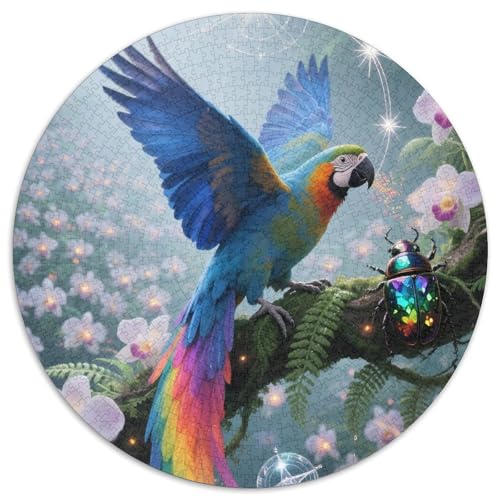 Papagei 1000 Stück Kreisförmiges Puzzle Clever Rätsel Farbenfrohes Für Erwachsene Und Kinder 1000pcs (67.5x67.5cm) von BZZOLASP