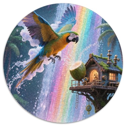 Papagei 1000 Stück Kreisförmiges Puzzle Impossible Spiel Farbenfrohes Für Erwachsene Und Kinder 1000pcs (67.5x67.5cm) von BZZOLASP