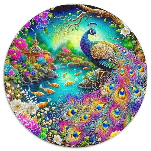 Pfauen 1000 Stück Pfauen Kreisförmiges Puzzle Impossible Game Farbenfrohes Für Erwachsene Und Kinder 1000pcs (67.5x67.5cm) von BZZOLASP