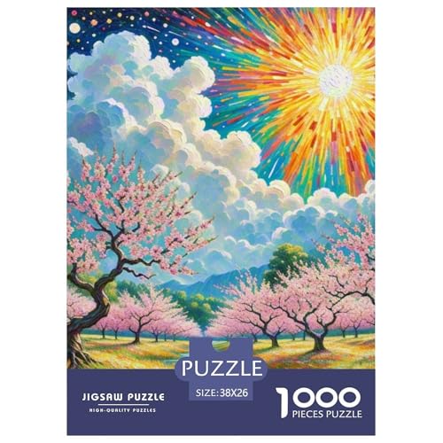 Pfirsichblüte 1000 Teile Landschaft Puzzles-Geschenk Clever Rätsel Farbenfrohes Für Erwachsene Und Kinder 38x26cm/1000pcs von BZZOLASP