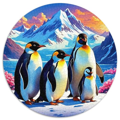 Pinguin 1000 Stück Pinguin Kreisförmiges Puzzle Clever Rätsel Farbenfrohes Für Erwachsene Und Kinder 1000pcs (67.5x67.5cm) von BZZOLASP