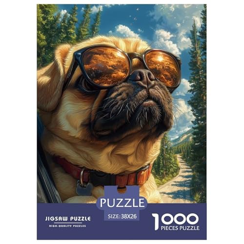 Pug 1000 Teile Challenge Puzzle Impossible Spiel Farbenfrohes Für Erwachsene Und Kinder 38x26cm/1000pcs von BZZOLASP
