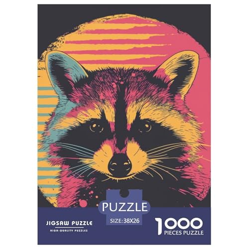 Raccoon 1000 Teile Challenge Puzzle Impossible Spiel Farbenfrohes Für Erwachsene Und Kinder 38x26cm/1000pcs von BZZOLASP