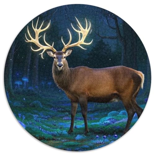 Red Hirsch 1000 Teile Wildtiere Kreisförmiges Puzzle Farbenfrohes Für Erwachsene Und Kinder 1000pcs (67.5x67.5cm) von BZZOLASP