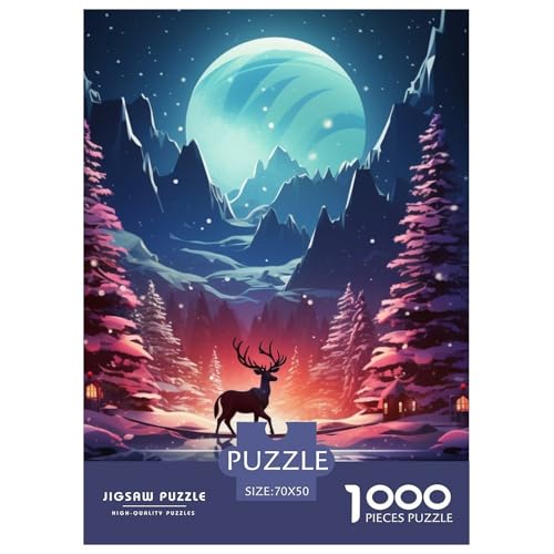 Rentier und Baum Winter Thema 1000 Teile Animation Challenge Puzzle Clever Rätsel Clever Rätsel Für Erwachsene Und Kinder 70x50cm/1000pcs von BZZOLASP