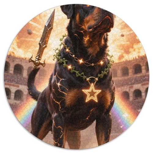 Rottweiler 1000 Teile Kreisförmiges Puzzle Impossible Spiel Farbenfrohes Für Erwachsene Und Kinder 1000pcs (67.5x67.5cm) von BZZOLASP