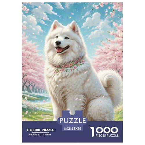 Samoyed Hund 1000 Teile Tiere Papiernes Puzzle Farbenfrohes Für Erwachsene Und Kinder 38x26cm/1000pcs von BZZOLASP
