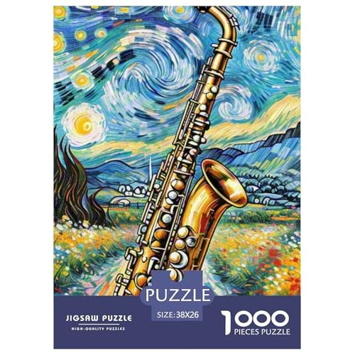 Saxofon 1000 Teile Musikinstrument Papiernes Puzzle Farbenfrohes Für Erwachsene Und Kinder 38x26cm/1000pcs von BZZOLASP