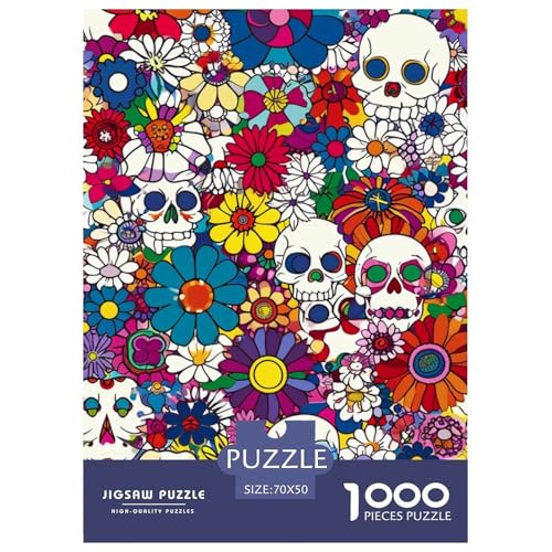 Schädel 1000 Stücke Herausforderndes Puzzle Farbenfrohes Clever Rätsel Für Erwachsene Und Kinder 70x50cm/1000pcs von BZZOLASP