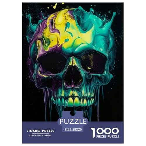 Schädel 1000 Teile Challenge Puzzle Farbenfrohes Clever Rätsel Für Erwachsene Und Kinder 38x26cm/1000pcs von BZZOLASP