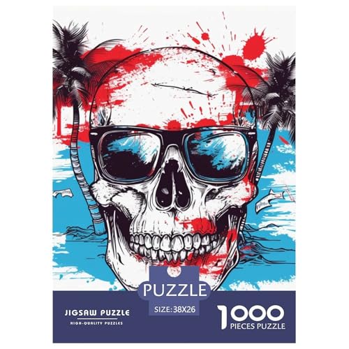 Schädel 1000 Teile Papiernes Puzzle Impossible Spiel Farbenfrohes Für Erwachsene Und Kinder 38x26cm/1000pcs von BZZOLASP