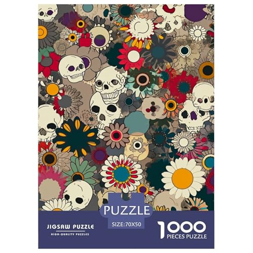 Schädel 1000 Teile Papiernes Puzzle Impossible Spiel Farbenfrohes Für Erwachsene Und Kinder 70x50cm/1000pcs von BZZOLASP
