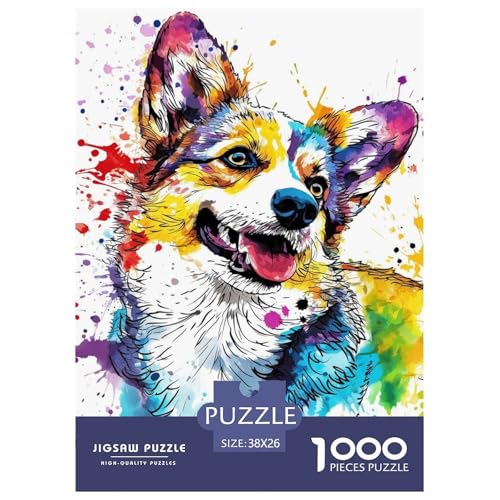 Schäferhund 1000 Stücke Herausforderndes Puzzle Impossible Spiel Farbenfrohes Für Erwachsene Und Kinder 38x26cm/1000pcs von BZZOLASP