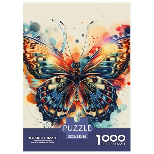 Schmetterling 1000 Teile Herausforderndes Puzzle Impossible Spiel Farbenfrohes Für Erwachsene Und Kinder 38x26cm/1000pcs von BZZOLASP