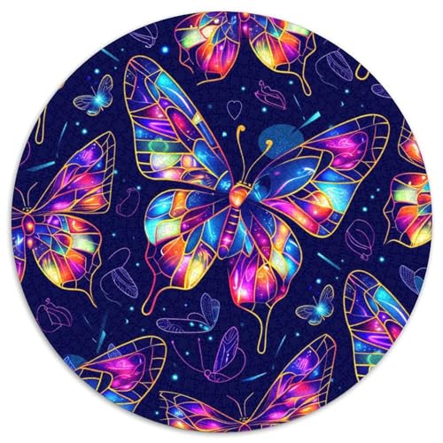 Schmetterling 1000 Teile Kreisförmiges Puzzle Clever Rätsel Farbenfrohes Für Erwachsene Und Kinder 1000pcs (67.5x67.5cm) von BZZOLASP